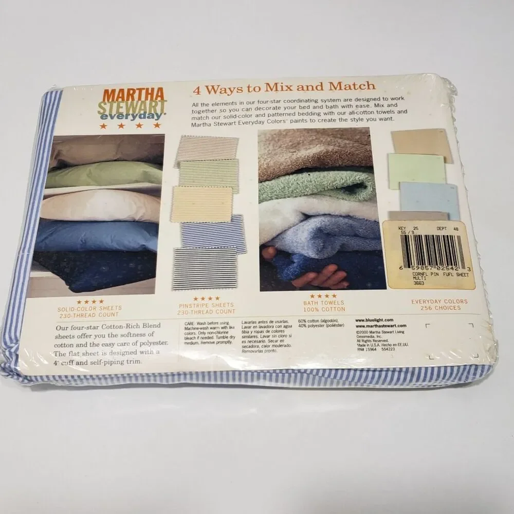 NEW Martha Stewart Everyday Full Size 230 Thread Count Set of Sheet